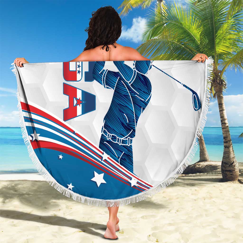Personalized USA Golf Beach Blanket 2024 United States Flag Curve Style - Wonder Print Shop