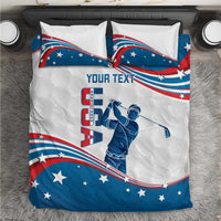 Personalized USA Golf Bedding Set 2024 United States Flag Curve Style - Wonder Print Shop