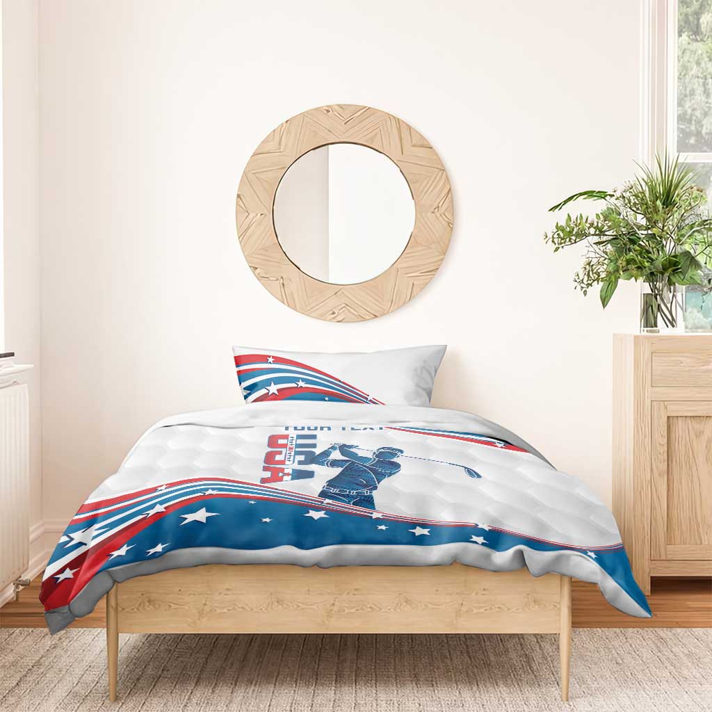 Personalized USA Golf Bedding Set 2024 United States Flag Curve Style - Wonder Print Shop