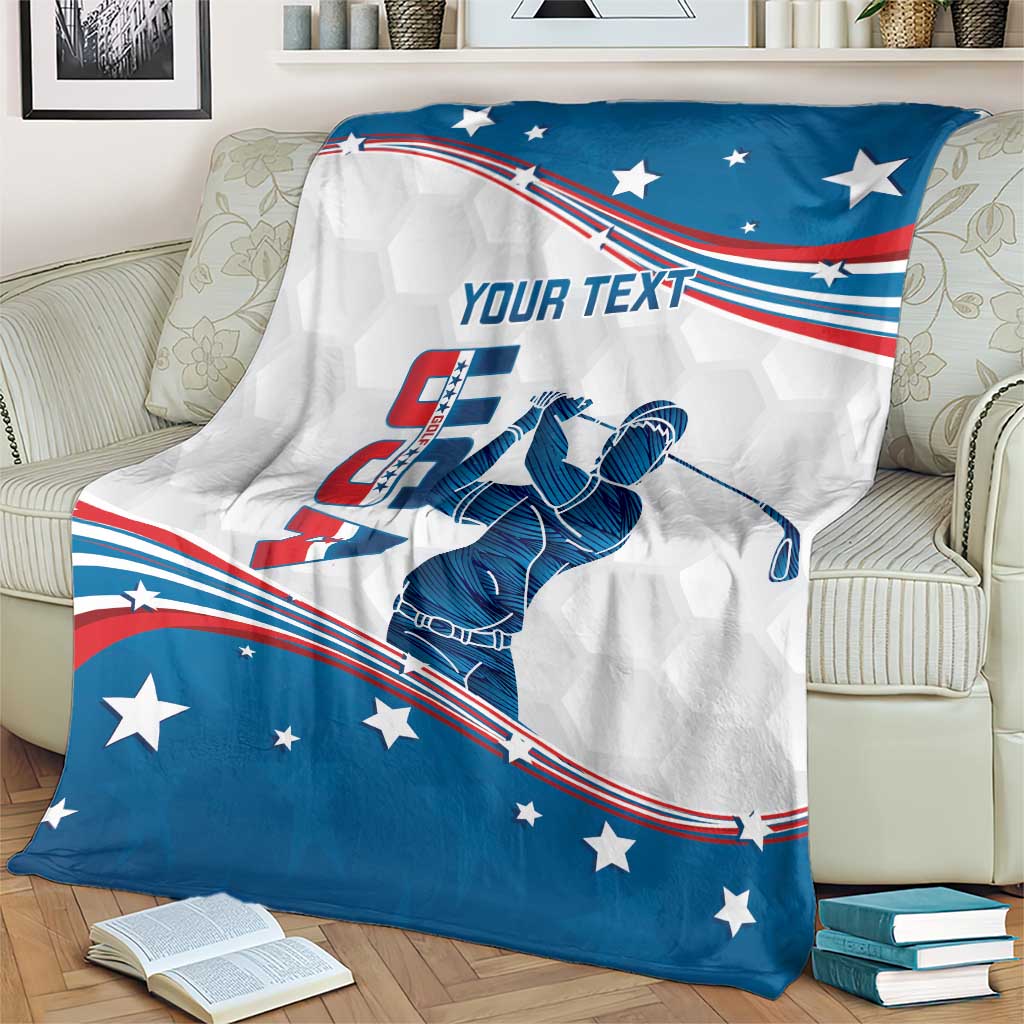 Personalized USA Golf Blanket 2024 United States Flag Curve Style