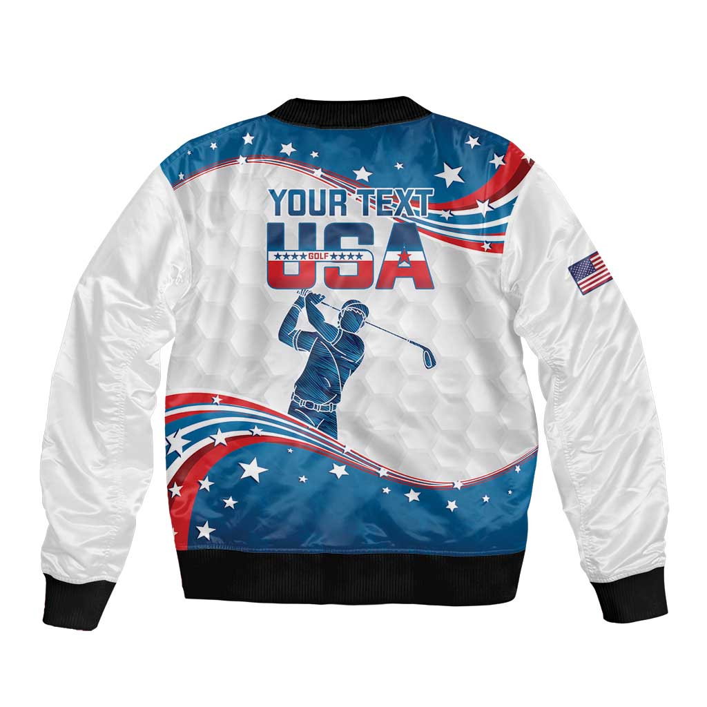 Personalized USA Golf Bomber Jacket 2024 United States Flag Curve Style - Wonder Print Shop