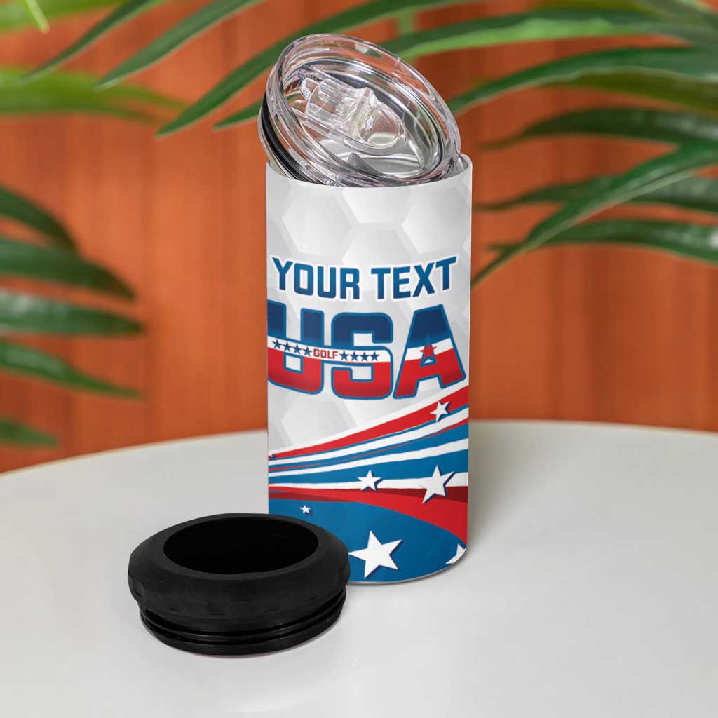 Personalized USA Golf 4 in 1 Can Cooler Tumbler 2024 United States Flag Curve Style - Wonder Print Shop