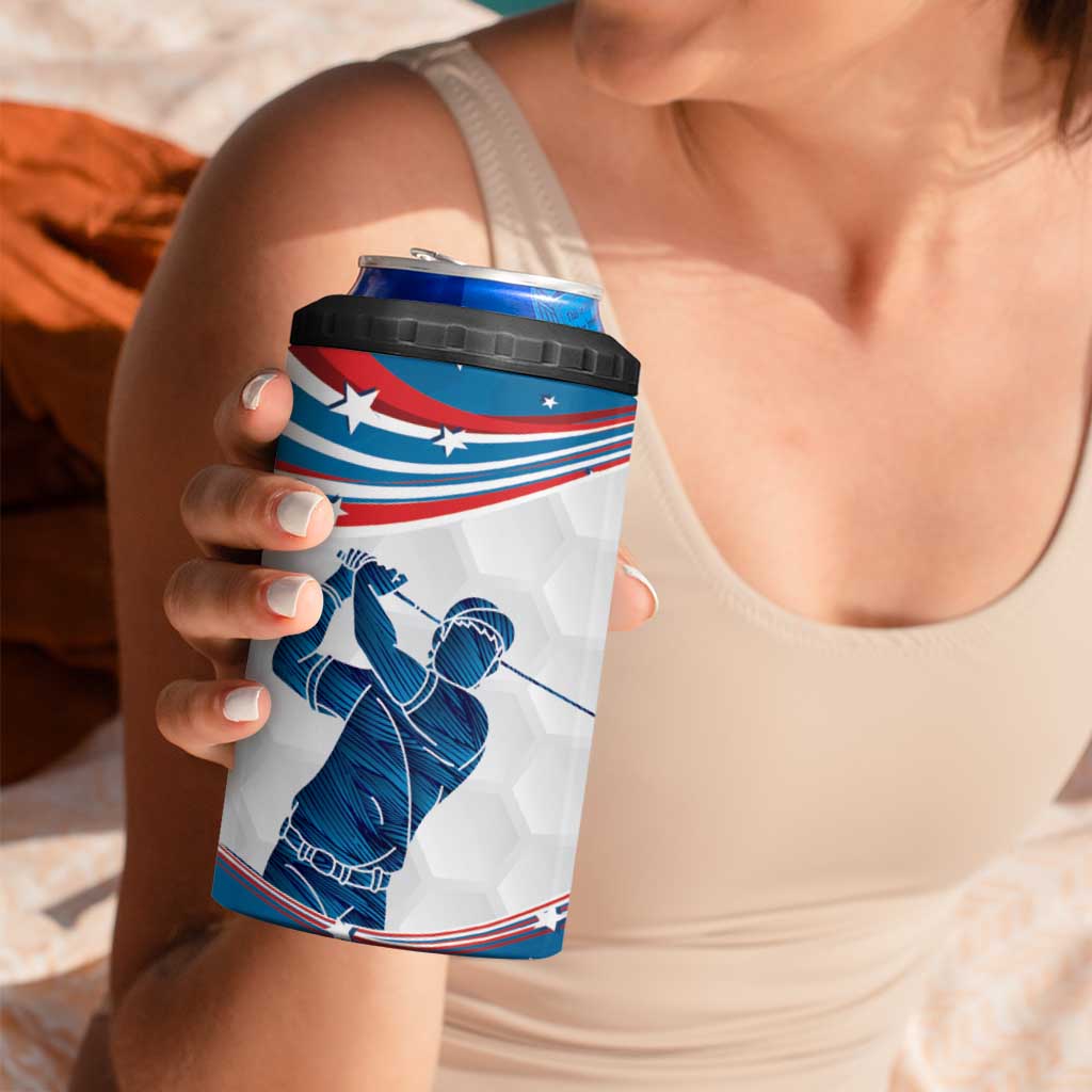 Personalized USA Golf 4 in 1 Can Cooler Tumbler 2024 United States Flag Curve Style - Wonder Print Shop