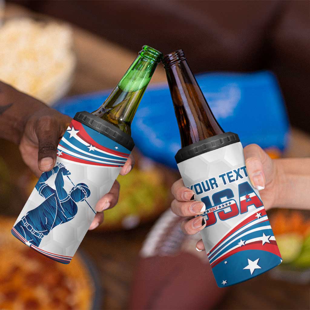 Personalized USA Golf 4 in 1 Can Cooler Tumbler 2024 United States Flag Curve Style - Wonder Print Shop