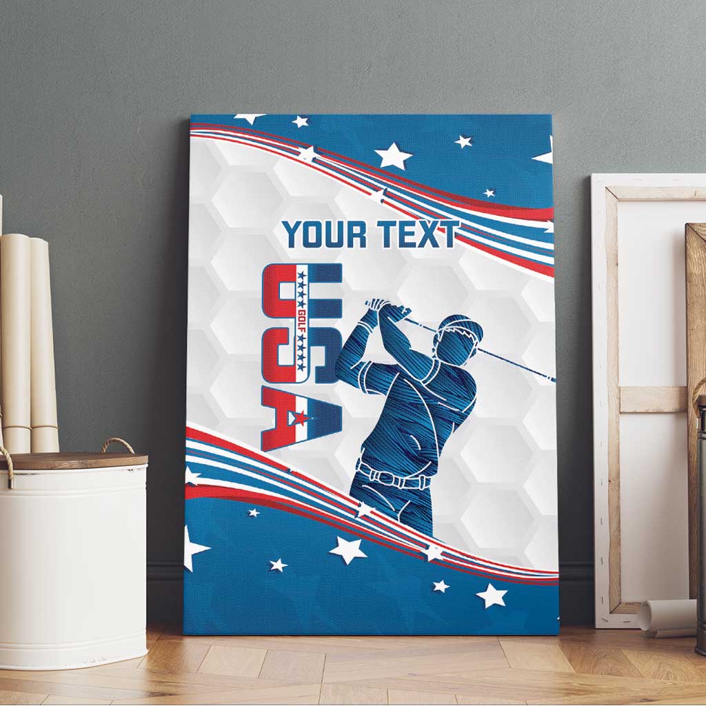 Personalized USA Golf Canvas Wall Art 2024 United States Flag Curve Style - Wonder Print Shop
