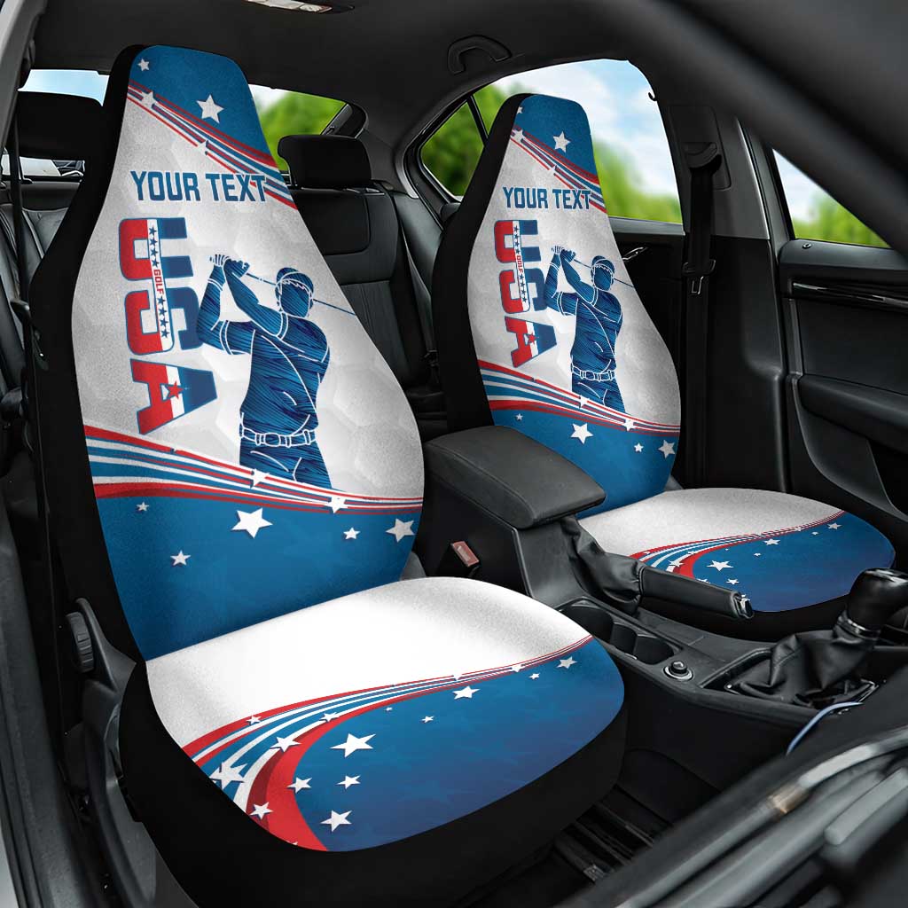 Personalized USA Golf Car Seat Cover 2024 United States Flag Curve Style - Wonder Print Shop