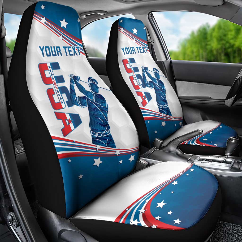 Personalized USA Golf Car Seat Cover 2024 United States Flag Curve Style - Wonder Print Shop