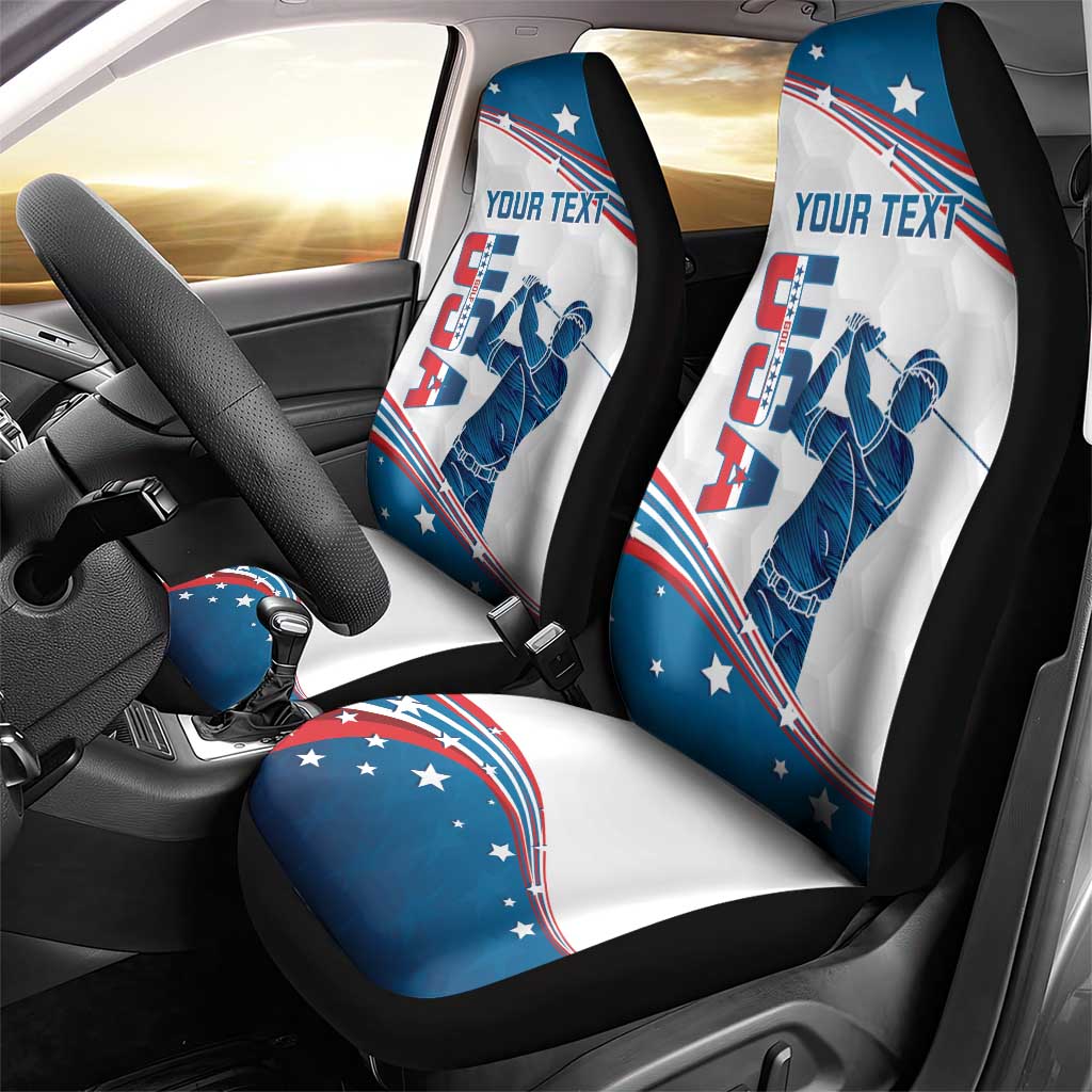 Personalized USA Golf Car Seat Cover 2024 United States Flag Curve Style - Wonder Print Shop