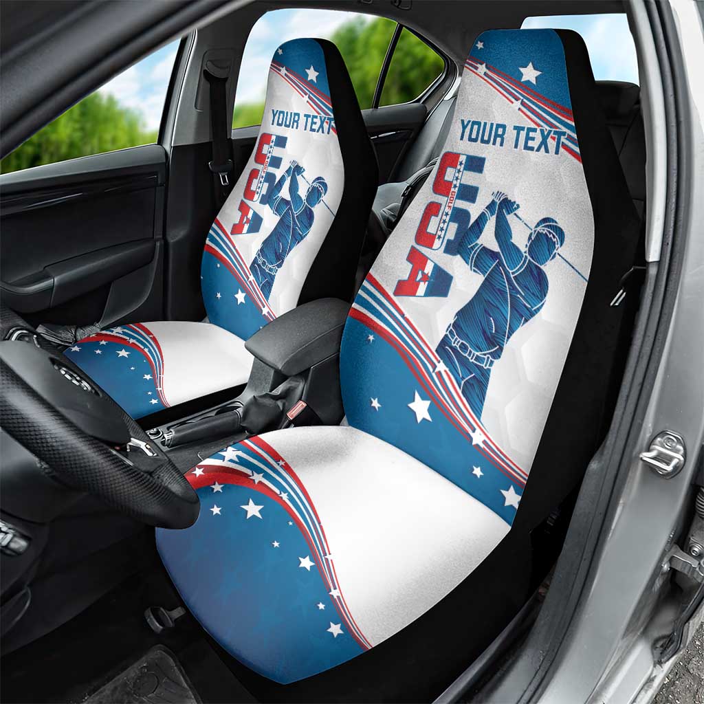 Personalized USA Golf Car Seat Cover 2024 United States Flag Curve Style - Wonder Print Shop