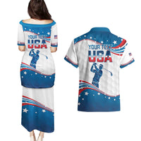 Personalized USA Golf Couples Matching Puletasi and Hawaiian Shirt 2024 United States Flag Curve Style - Wonder Print Shop