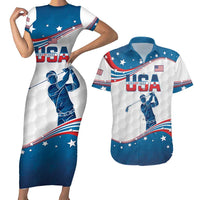 Personalized USA Golf Couples Matching Short Sleeve Bodycon Dress and Hawaiian Shirt 2024 United States Flag Curve Style - Wonder Print Shop