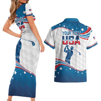 Personalized USA Golf Couples Matching Short Sleeve Bodycon Dress and Hawaiian Shirt 2024 United States Flag Curve Style - Wonder Print Shop