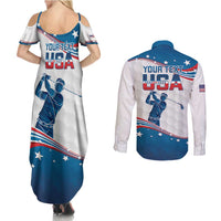 Personalized USA Golf Couples Matching Summer Maxi Dress and Long Sleeve Button Shirt 2024 United States Flag Curve Style - Wonder Print Shop