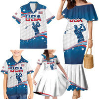 Personalized USA Golf Family Matching Mermaid Dress and Hawaiian Shirt 2024 United States Flag Curve Style - Wonder Print Shop