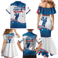 Personalized USA Golf Family Matching Mermaid Dress and Hawaiian Shirt 2024 United States Flag Curve Style - Wonder Print Shop