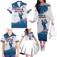 Personalized USA Golf Family Matching Off The Shoulder Long Sleeve Dress and Hawaiian Shirt 2024 United States Flag Curve Style - Wonder Print Shop