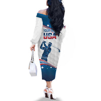Personalized USA Golf Family Matching Off The Shoulder Long Sleeve Dress and Hawaiian Shirt 2024 United States Flag Curve Style - Wonder Print Shop