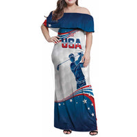 Personalized USA Golf Family Matching Off Shoulder Maxi Dress and Hawaiian Shirt 2024 United States Flag Curve Style - Wonder Print Shop