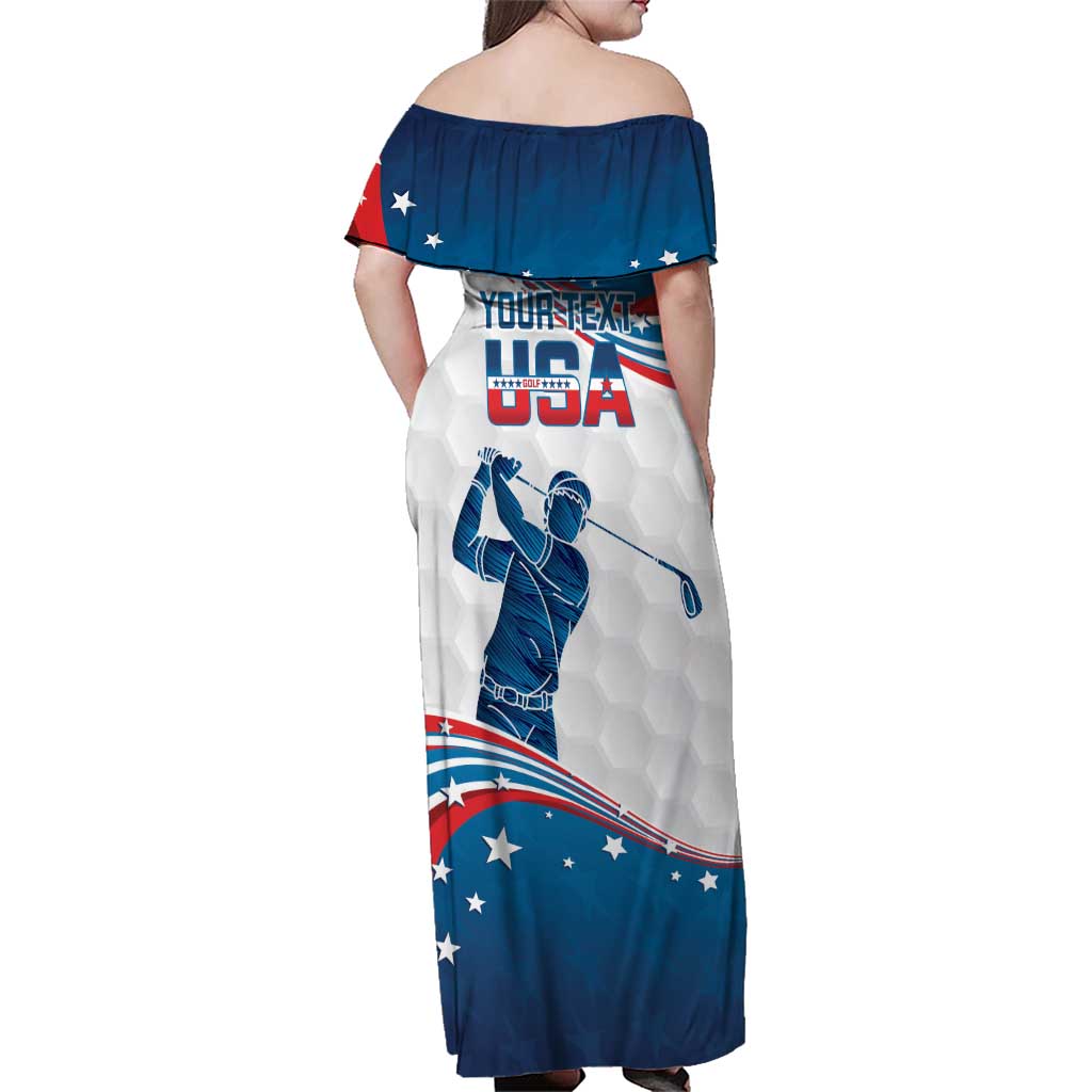 Personalized USA Golf Family Matching Off Shoulder Maxi Dress and Hawaiian Shirt 2024 United States Flag Curve Style - Wonder Print Shop