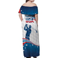 Personalized USA Golf Family Matching Off Shoulder Maxi Dress and Hawaiian Shirt 2024 United States Flag Curve Style - Wonder Print Shop
