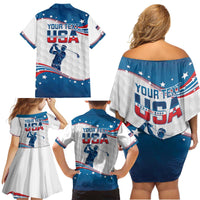 Personalized USA Golf Family Matching Off Shoulder Short Dress and Hawaiian Shirt 2024 United States Flag Curve Style - Wonder Print Shop