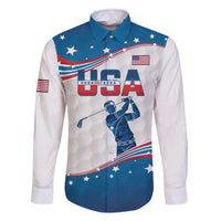 Personalized USA Golf Family Matching Off Shoulder Short Dress and Hawaiian Shirt 2024 United States Flag Curve Style - Wonder Print Shop