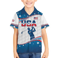 Personalized USA Golf Family Matching Off Shoulder Short Dress and Hawaiian Shirt 2024 United States Flag Curve Style - Wonder Print Shop