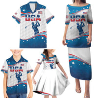 Personalized USA Golf Family Matching Puletasi and Hawaiian Shirt 2024 United States Flag Curve Style - Wonder Print Shop