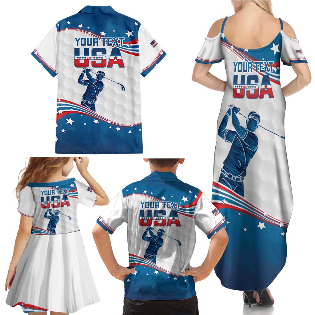 Personalized USA Golf Family Matching Summer Maxi Dress and Hawaiian Shirt 2024 United States Flag Curve Style - Wonder Print Shop