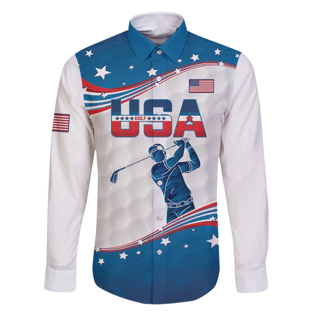 Personalized USA Golf Family Matching Summer Maxi Dress and Hawaiian Shirt 2024 United States Flag Curve Style - Wonder Print Shop