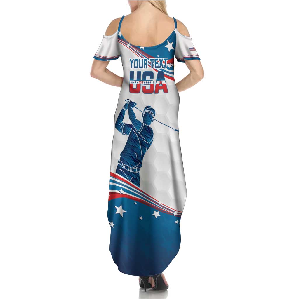 Personalized USA Golf Family Matching Summer Maxi Dress and Hawaiian Shirt 2024 United States Flag Curve Style - Wonder Print Shop