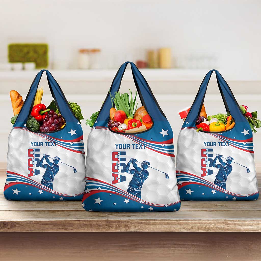 Personalized USA Golf Grocery Bag United States Flag Curve Style