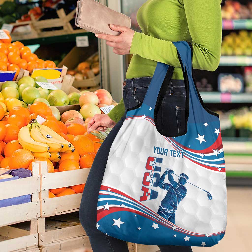 Personalized USA Golf Grocery Bag United States Flag Curve Style
