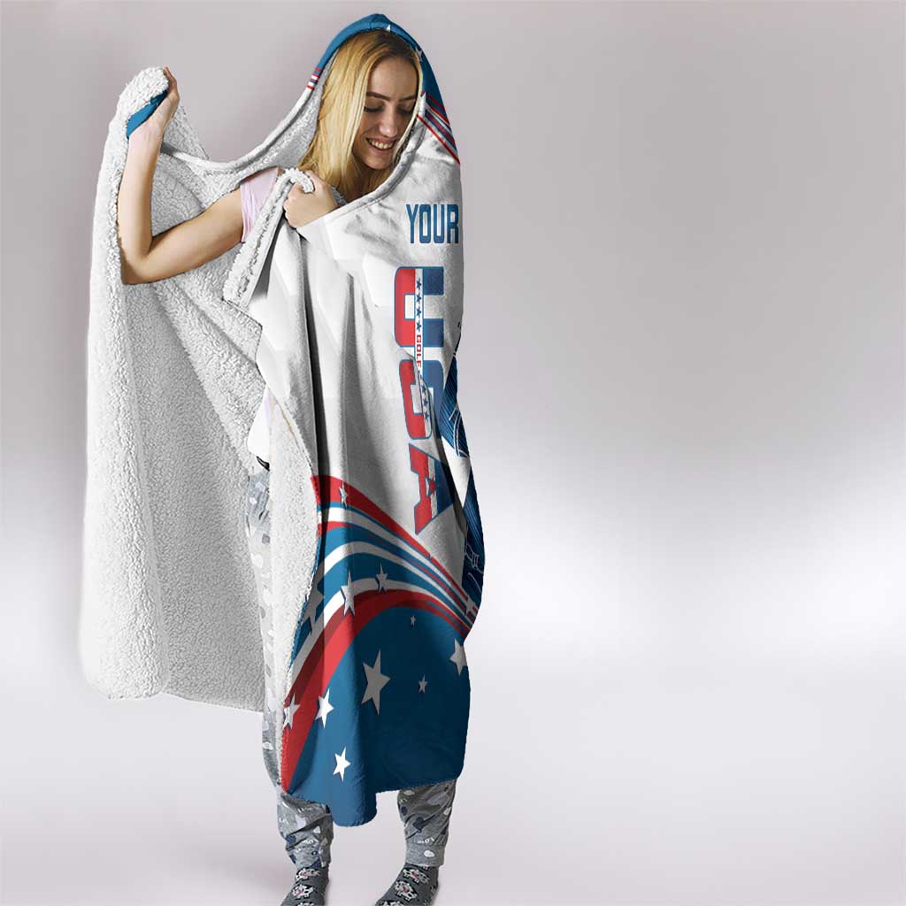 Personalized USA Golf Hooded Blanket 2024 United States Flag Curve Style