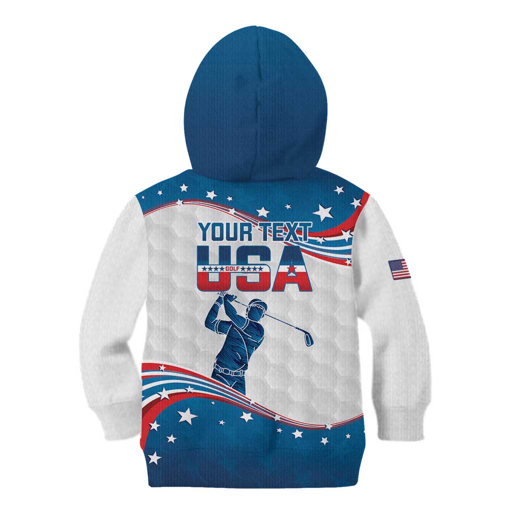 Personalized USA Golf Kid Hoodie 2024 United States Flag Curve Style - Wonder Print Shop