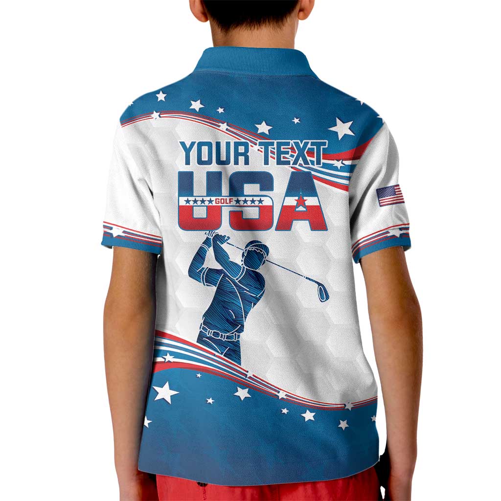Personalized USA Golf Kid Polo Shirt 2024 United States Flag Curve Style - Wonder Print Shop