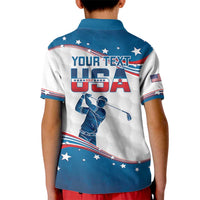 Personalized USA Golf Kid Polo Shirt 2024 United States Flag Curve Style - Wonder Print Shop