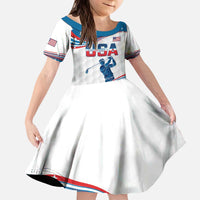 Personalized USA Golf Kid Short Sleeve Dress 2024 United States Flag Curve Style - Wonder Print Shop