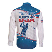 Personalized USA Golf Long Sleeve Button Shirt 2024 United States Flag Curve Style - Wonder Print Shop