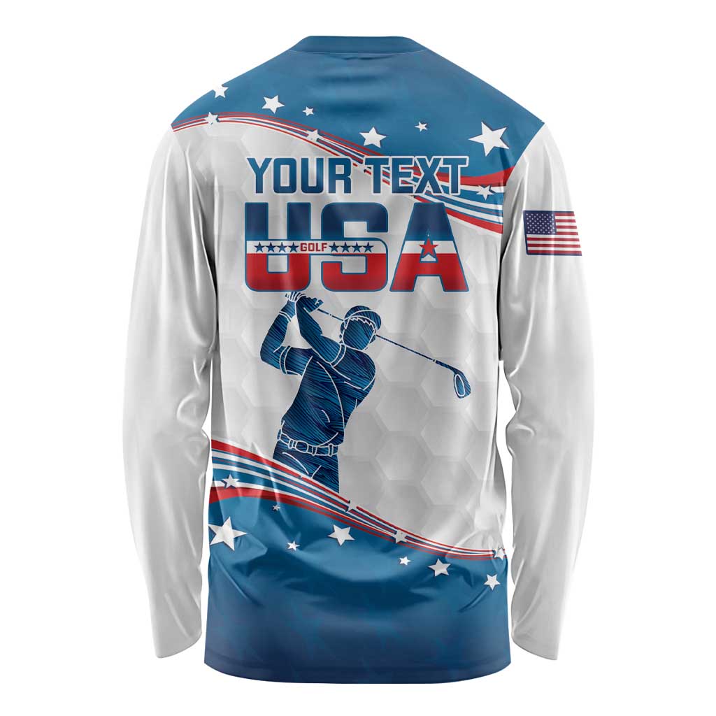 Personalized USA Golf Long Sleeve Shirt 2024 United States Flag Curve Style - Wonder Print Shop