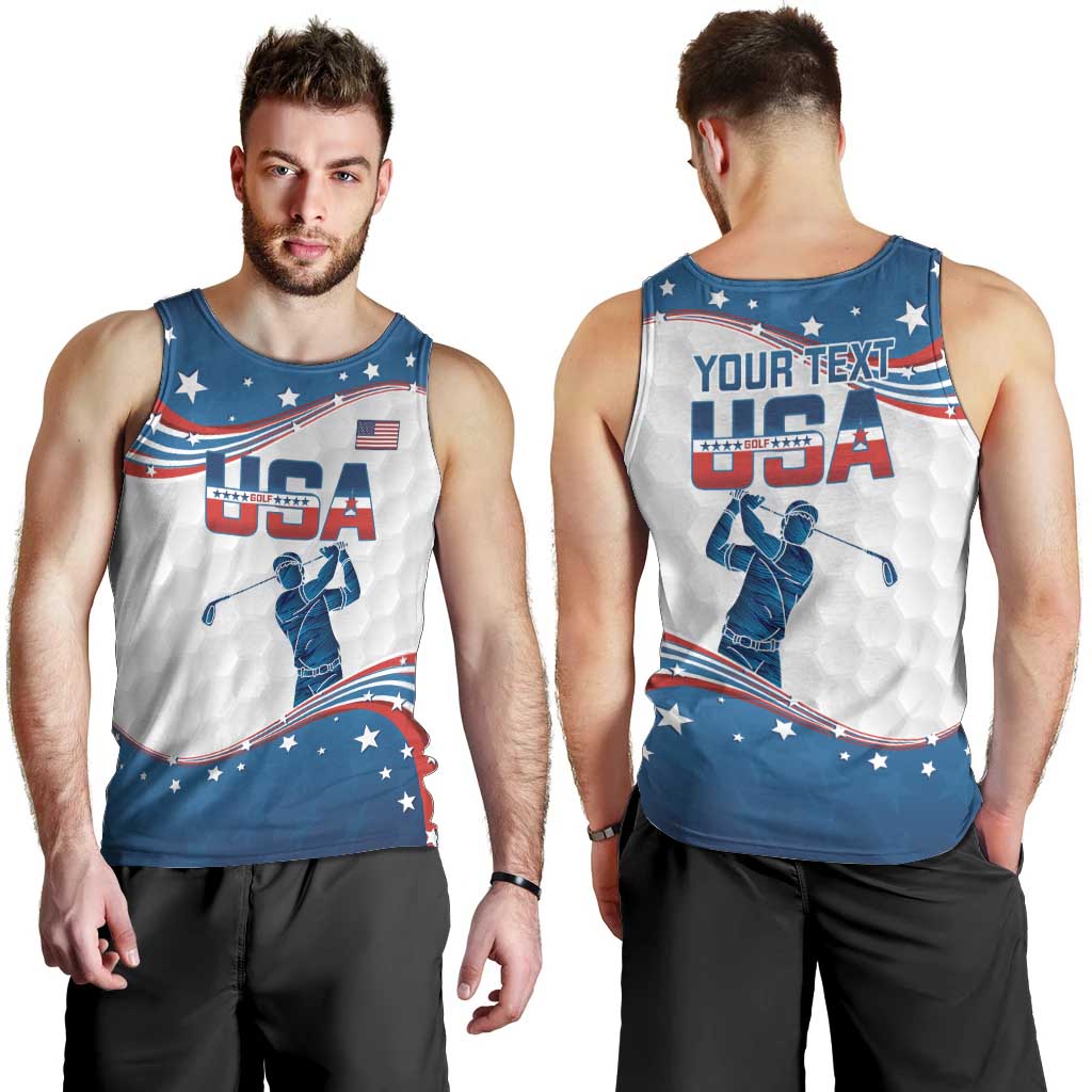 Personalized USA Golf Men Tank Top 2024 United States Flag Curve Style - Wonder Print Shop