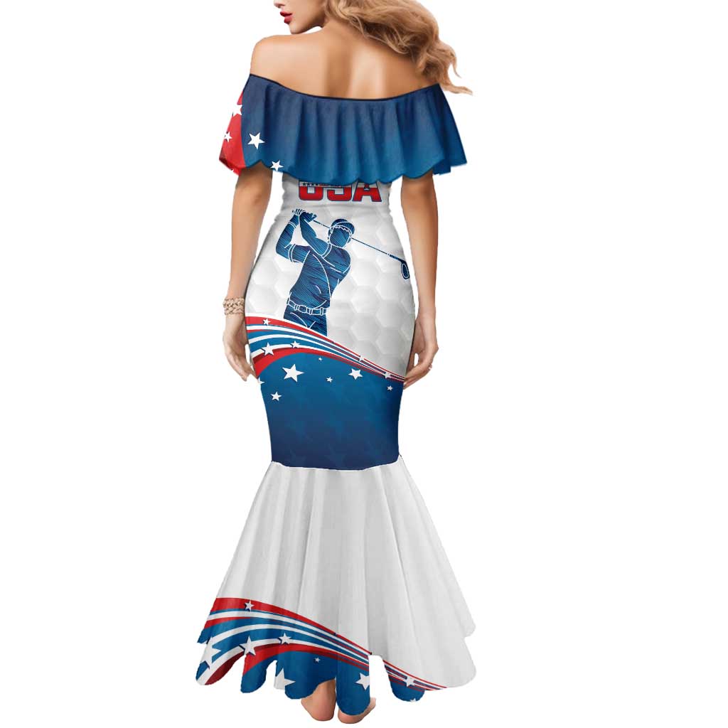 Personalized USA Golf Mermaid Dress 2024 United States Flag Curve Style - Wonder Print Shop