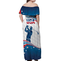 Personalized USA Golf Off Shoulder Maxi Dress 2024 United States Flag Curve Style - Wonder Print Shop