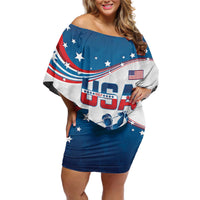 Personalized USA Golf Off Shoulder Short Dress 2024 United States Flag Curve Style - Wonder Print Shop