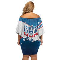 Personalized USA Golf Off Shoulder Short Dress 2024 United States Flag Curve Style - Wonder Print Shop