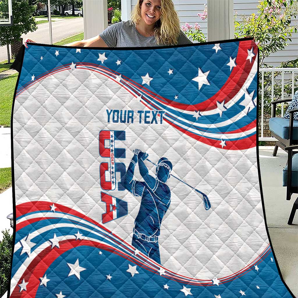 Personalized USA Golf Quilt 2024 United States Flag Curve Style - Wonder Print Shop