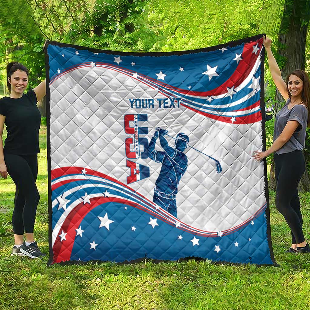 Personalized USA Golf Quilt 2024 United States Flag Curve Style - Wonder Print Shop