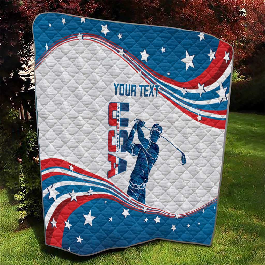 Personalized USA Golf Quilt 2024 United States Flag Curve Style - Wonder Print Shop