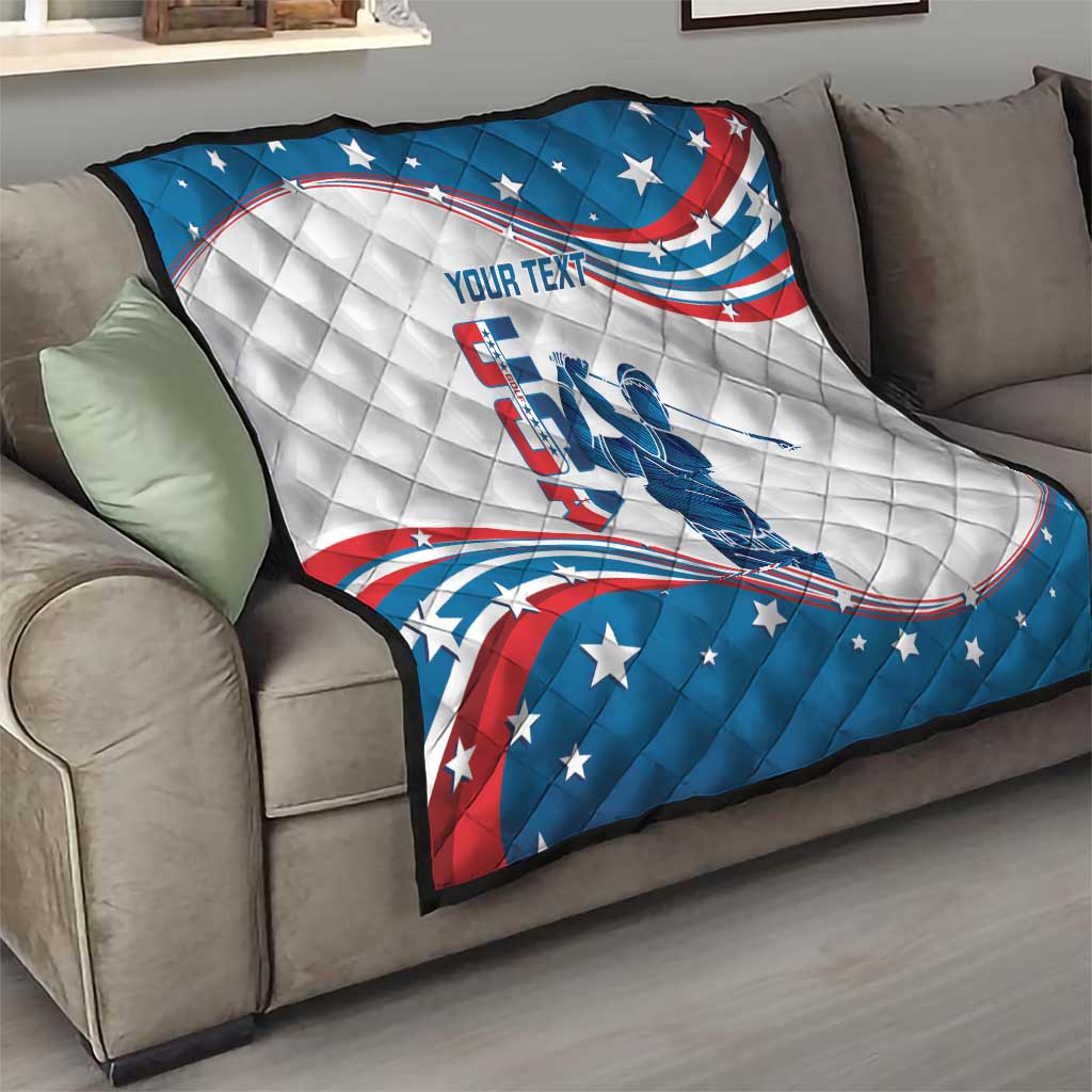 Personalized USA Golf Quilt 2024 United States Flag Curve Style - Wonder Print Shop