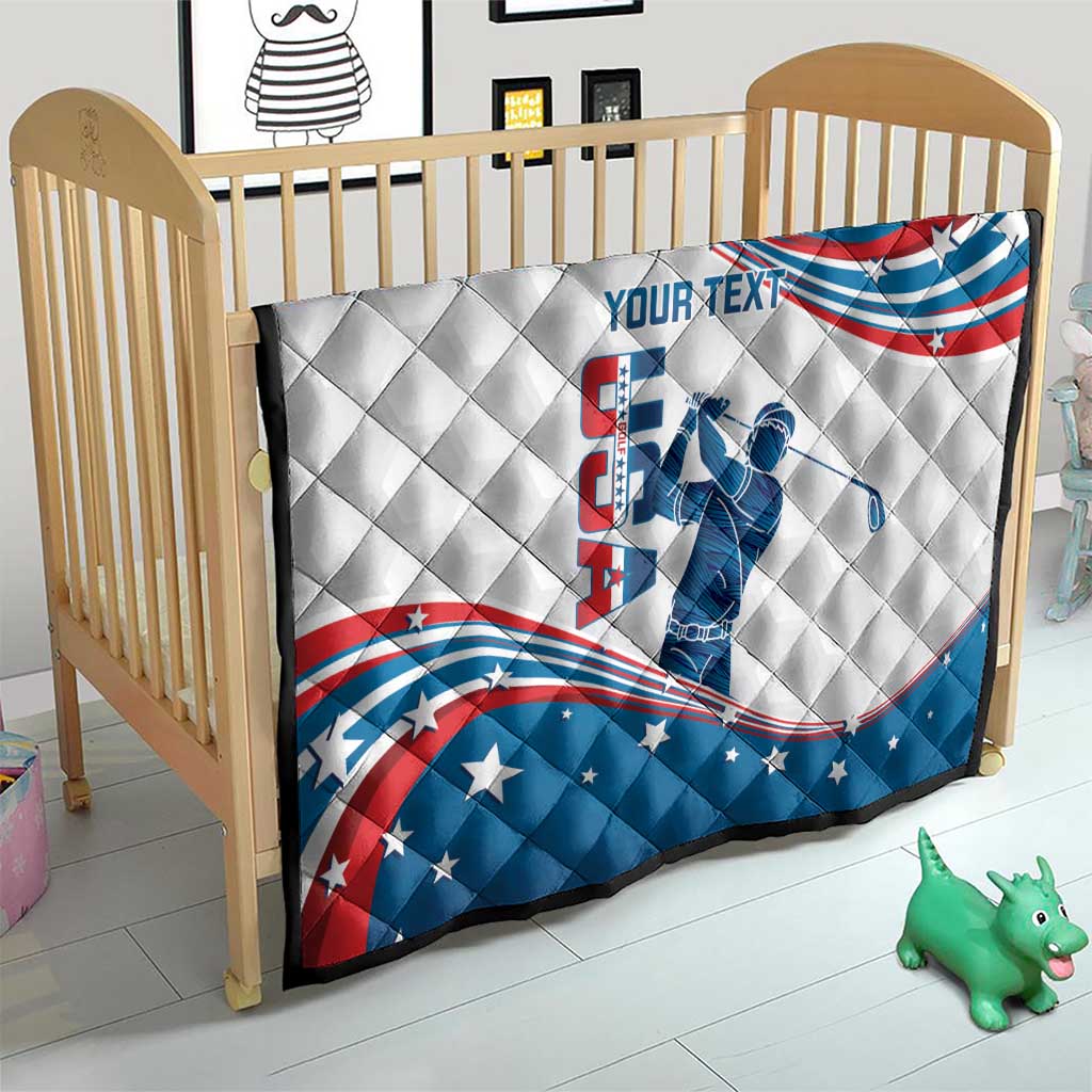 Personalized USA Golf Quilt 2024 United States Flag Curve Style - Wonder Print Shop